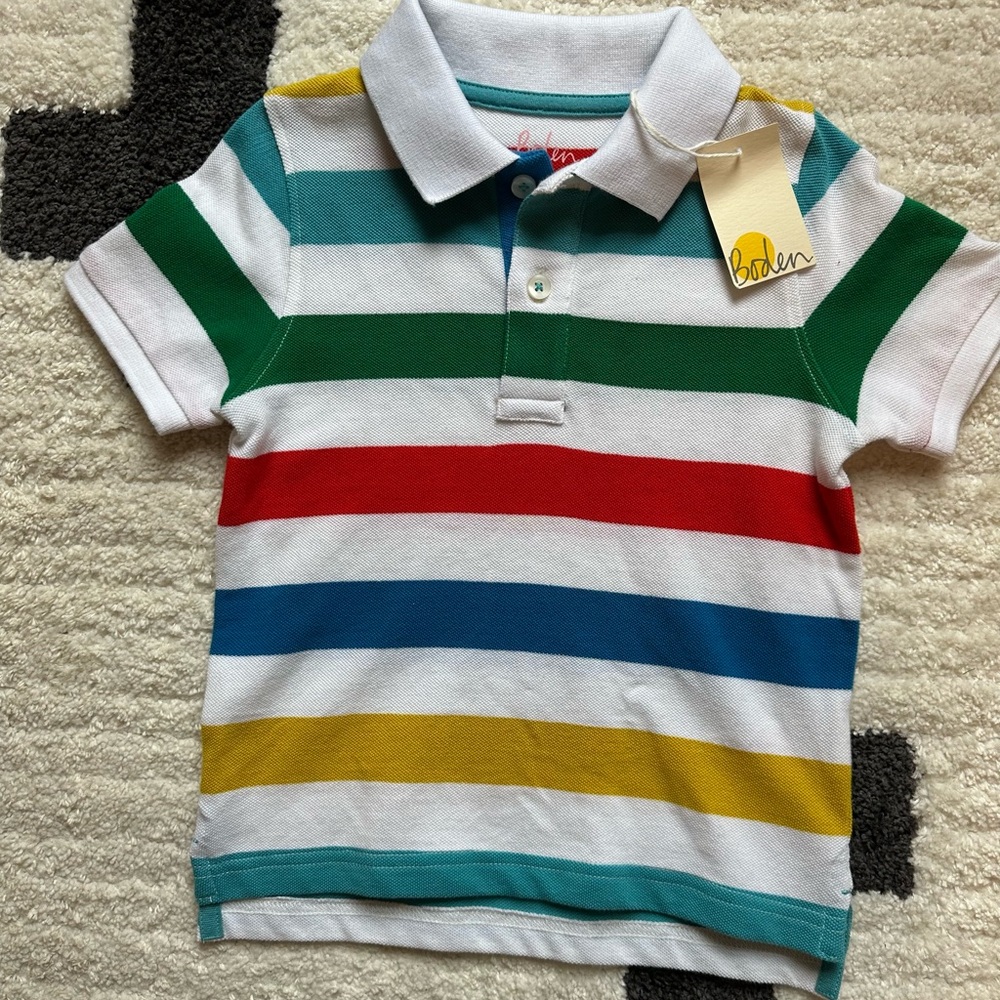Boden Striped Kids Polo Shirt - Multicolor